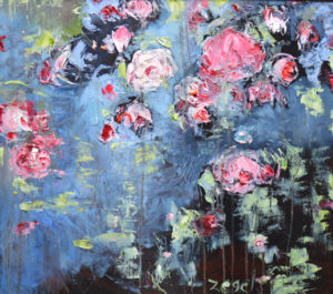 Oesje Zegel rozen 56 x 62 cm olieverf op paneel