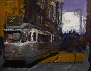 Michael Buter - tram - 100 x 125 cm - acrylverf op doek