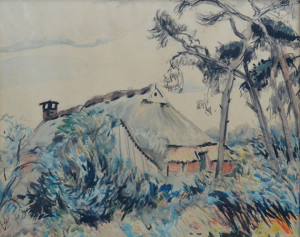 Jannes de Vries boerderij 37 x 47 cm aquarel Euro 2100,00 