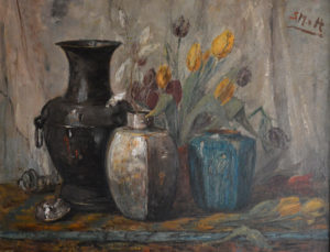 Sientje Mesdag van Houten bloemstilleven met tulpen 70 x 90 cm olieverf op doek